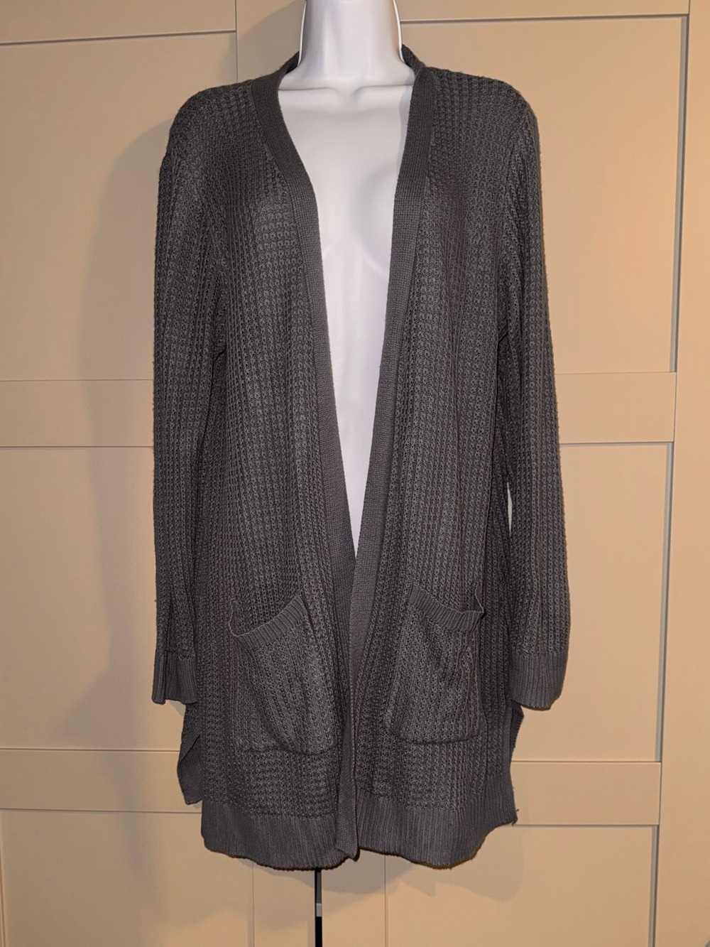 Market & Spruce Charcoal Gray Open-Front Knit Cardigan